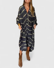 Beatrice Calloway | Tie-Dye Print Oversized Midi Shirt Dress