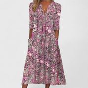 Georgiana Felbermonde | Floral Print Midi Dress with Pockets