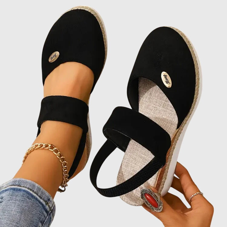 Marceline Fontverre | Beige Espadrille Wedge Orthopedic Sandals