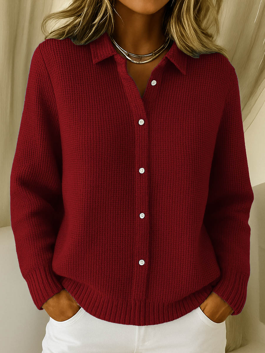 Colette Ashbourne | Blue Button-Up Knit Cardigan Long Sleeve