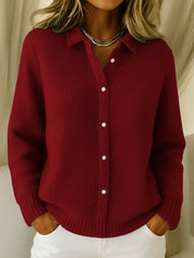 Colette Ashbourne | Blue Button-Up Knit Cardigan Long Sleeve