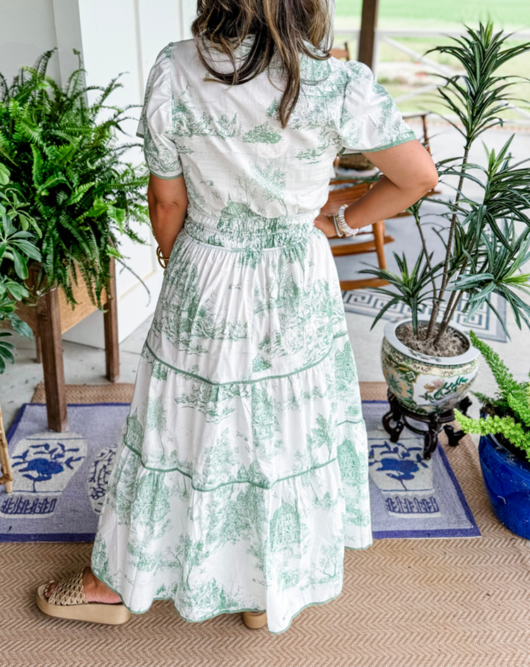 Marguerite Vosclaire | Classic Toile Maxi Dress in White & Brown