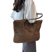 Margaux Delacroix | Spacious Woven Straw Beach Tote Bag