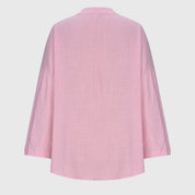 Celestine Waverly | Flowy Light Blue Linen V-Neck Blouse