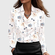 Séraphelle Wyndcourt | Satin Cowl-Neck Blouse in Champagne