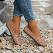 Camille Velthorpe | Beige Perforated Slip-On Comfort Flats