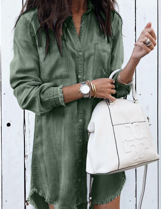 Théophile Beauclaire | Washed Denim Shirt Dress Long Sleeve