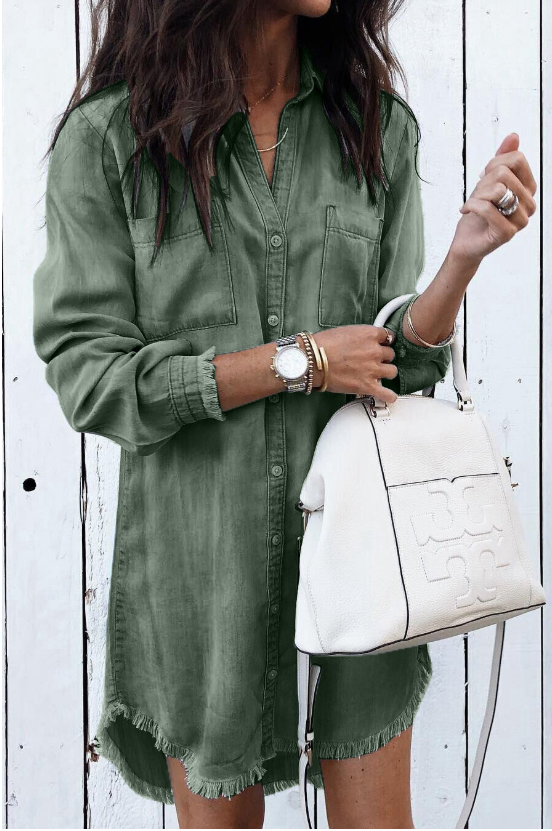 Théophile Beauclaire | Washed Denim Shirt Dress Long Sleeve