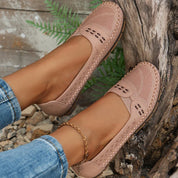 Camille Velthorpe | Beige Perforated Slip-On Comfort Flats