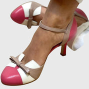 Vivienne Rosafort | Pink & Blue Bow Ankle Strap Heels