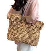 Margaux Delacroix | Spacious Woven Straw Beach Tote Bag