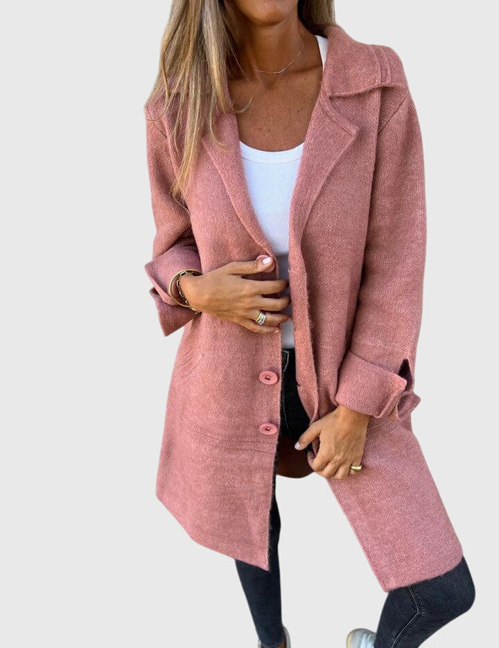 Camille Fontaine | Pink Button-Front Blazer Coat
