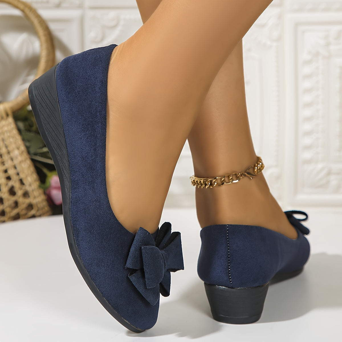 Brigitte Fontenelle | Grey Bow Detail Orthopedic Ballet Flats