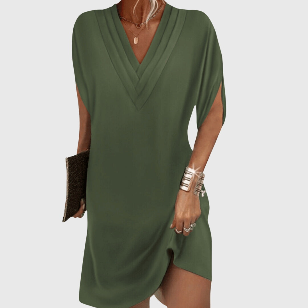 Séverine Montclair | Black V-Neck Tummy-Hiding Mini Dress