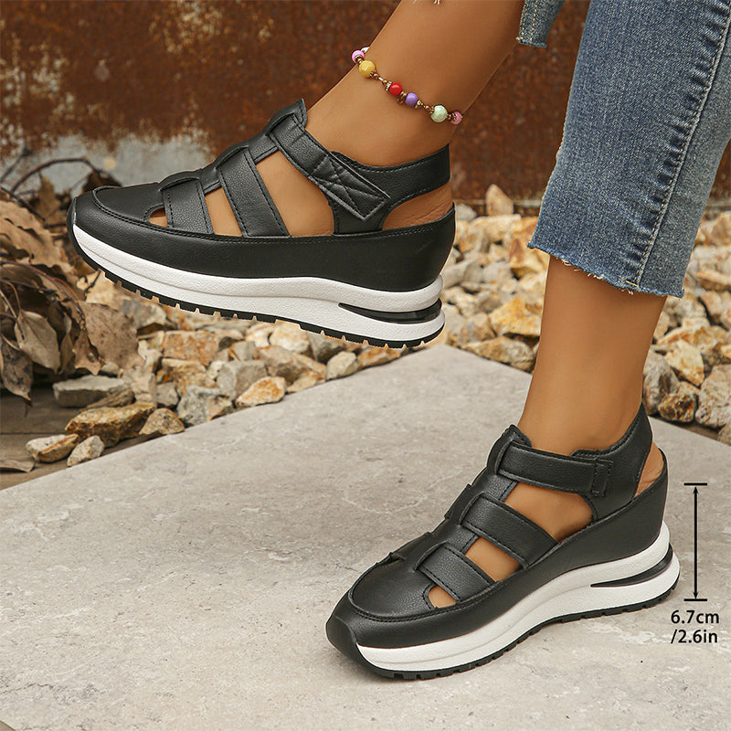 Giselle Ravencourt | Black Platform Gladiator Sandal Sneakers