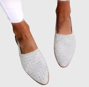 Marguerite Dawnfield | Tan Woven Flat Loafer – Orthopedic Support