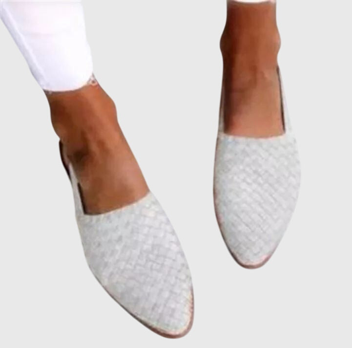 Marguerite Dawnfield | Tan Woven Flat Loafer – Orthopedic Support