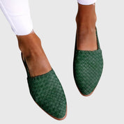 Marguerite Dawnfield | Tan Woven Flat Loafer – Orthopedic Support