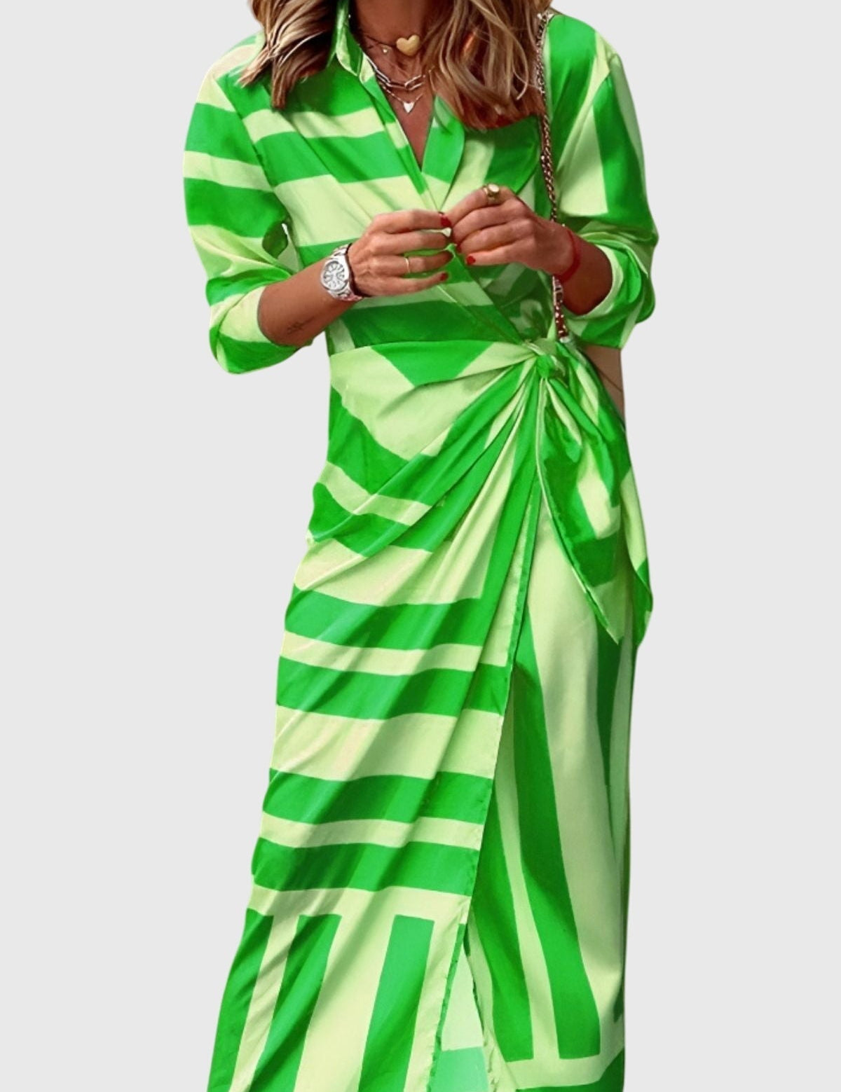 Ottilie Sancerre | Orange & Pink Geometric Print Wrap Midi Dress