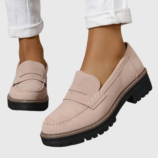 Clarisse Dunmore | Black Suede Platform Penny Loafers