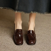 Rosalba Fontaine | Black Patent Tassel Loafer Block Heel Pump