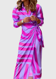 Ottilie Sancerre | Orange & Pink Geometric Print Wrap Midi Dress