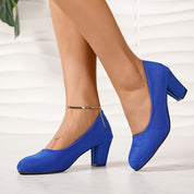 Lucienne Fairvale | Black Suede Block Heel Pumps – Orthopedic Comfort