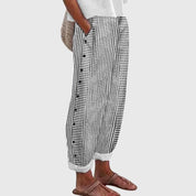 Florentine Ashbury | Blue Striped Wide-Leg Linen Trousers