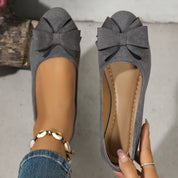 Brigitte Fontenelle | Grey Bow Detail Orthopedic Ballet Flats