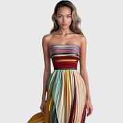Seraphine Dawnvale | Multicolor Striped Strapless Maxi Dress