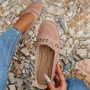 Camille Velthorpe | Beige Perforated Slip-On Comfort Flats