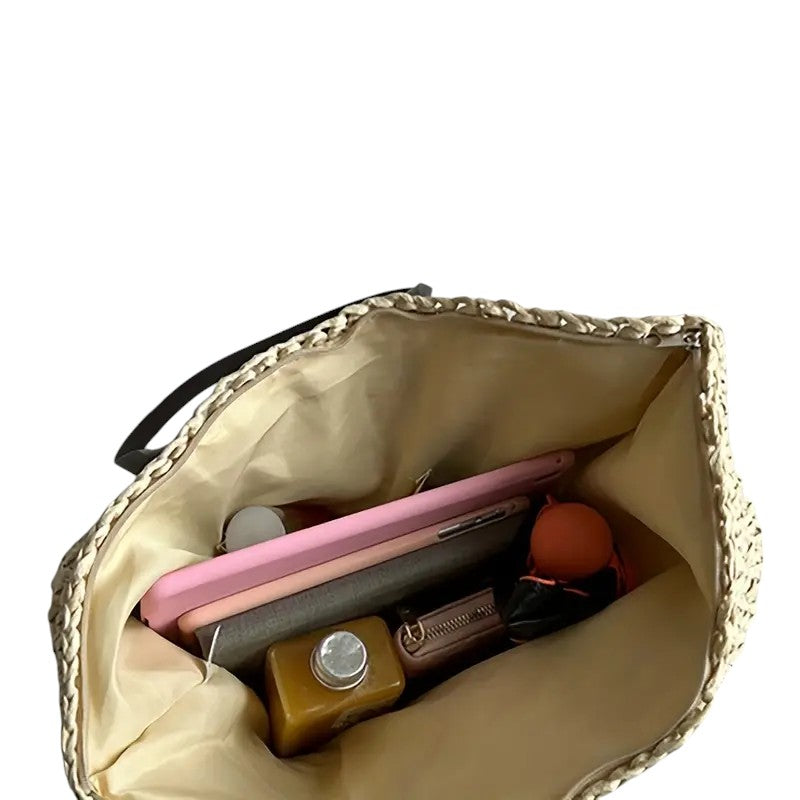 Margaux Delacroix | Spacious Woven Straw Beach Tote Bag