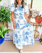 Marguerite Vosclaire | Classic Toile Maxi Dress in White & Brown