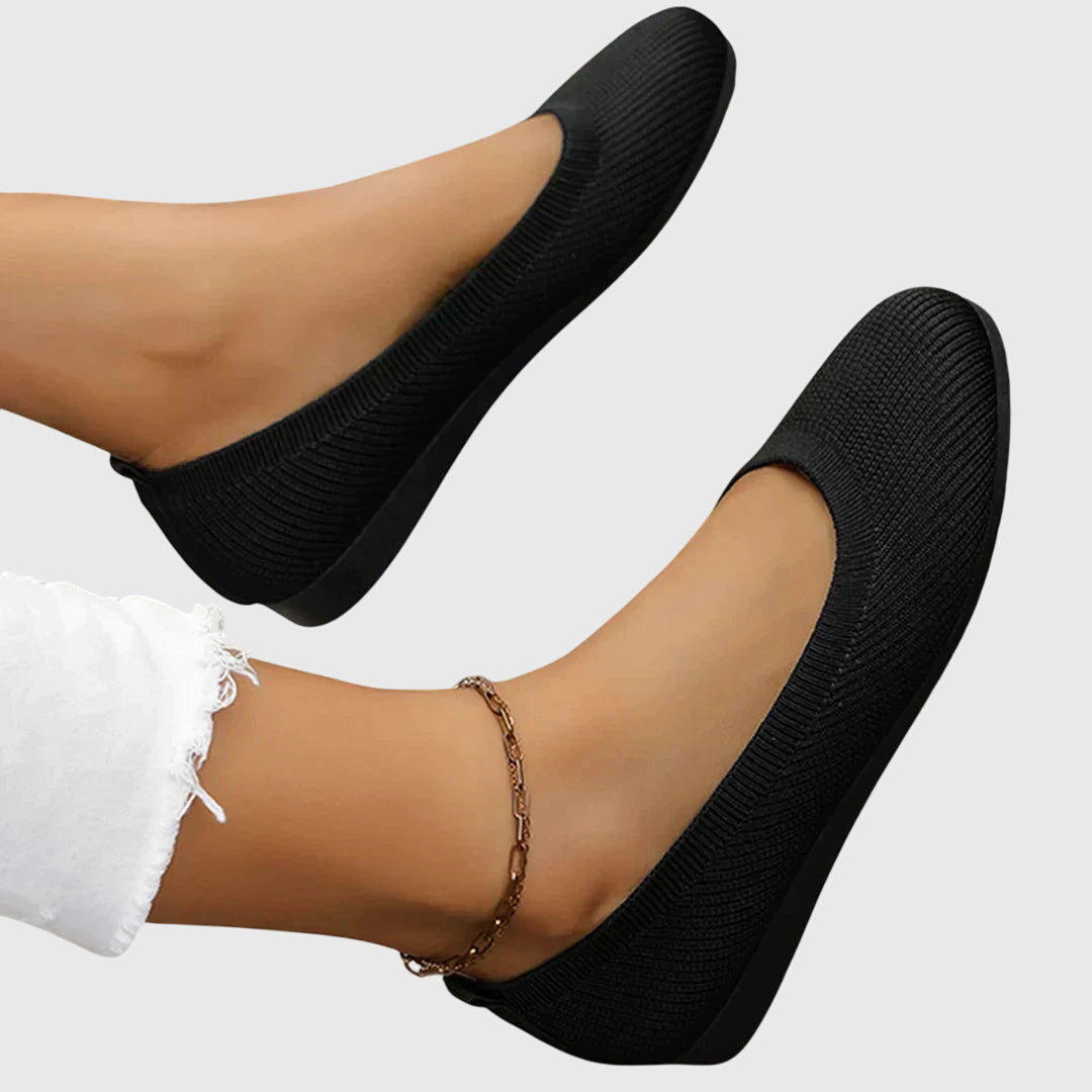 Viviane Lecourbet | Black Knit Ballet Flats with Anti-Slip Sole