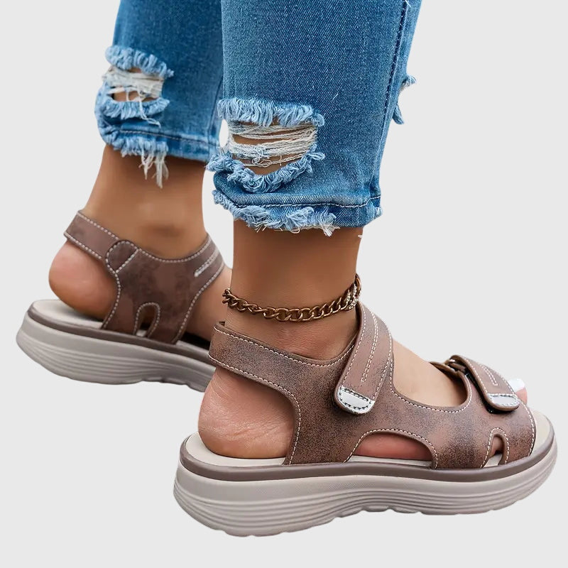 Veronique Ashgrove | Orthopedic Platform Sandals in Taupe