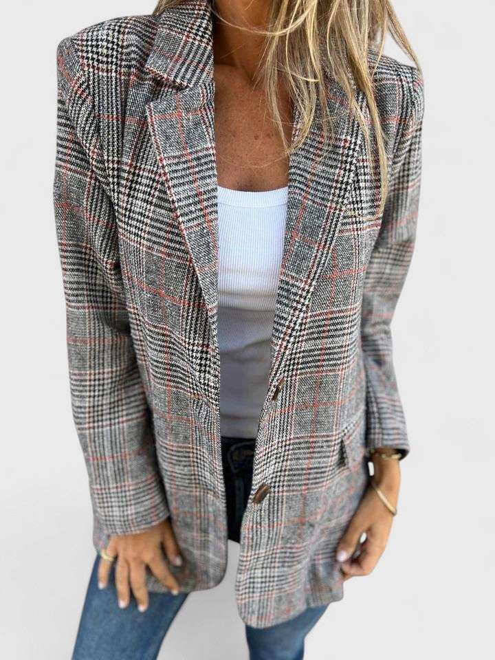 Isabelle Thornton | Grey Plaid Oversized Blazer