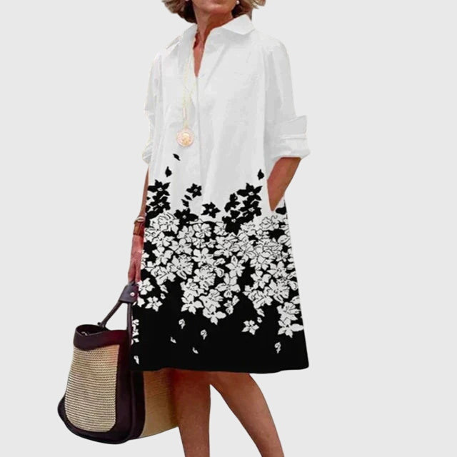 Genevra Whitfield | Red Midi Shirt Dress with Pockets