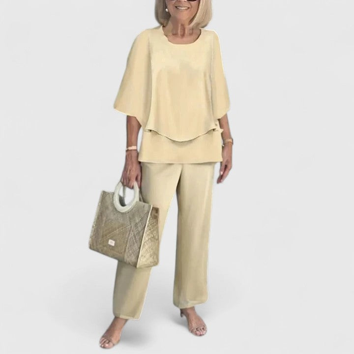 Eliane Vosbourne | Floral Print Wide-Leg Pants Matching Set