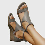 Céleste Darnborough | Rose Wedge Orthopedic Leather Sandals