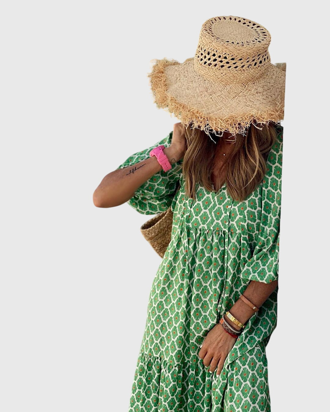 Claribel Ashenton | Green Floral Boho Maxi Dress
