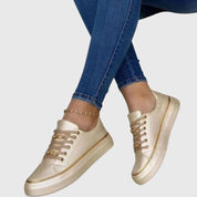 Eliane Roncourt | Black Platform Sneakers with Gold Chain Detail