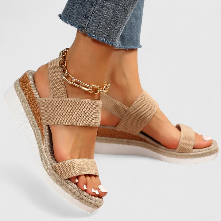 Marguerite Fontveil | Black Espadrille Wedge Orthopedic Sandals