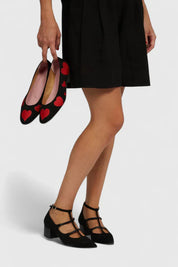 Giselle Thornbury | Black Suede Cutout Low Heel Pumps