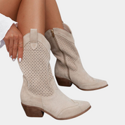 Alessandra Fontverde | White Orthopedic Cowboy Boots with Perforated Detail