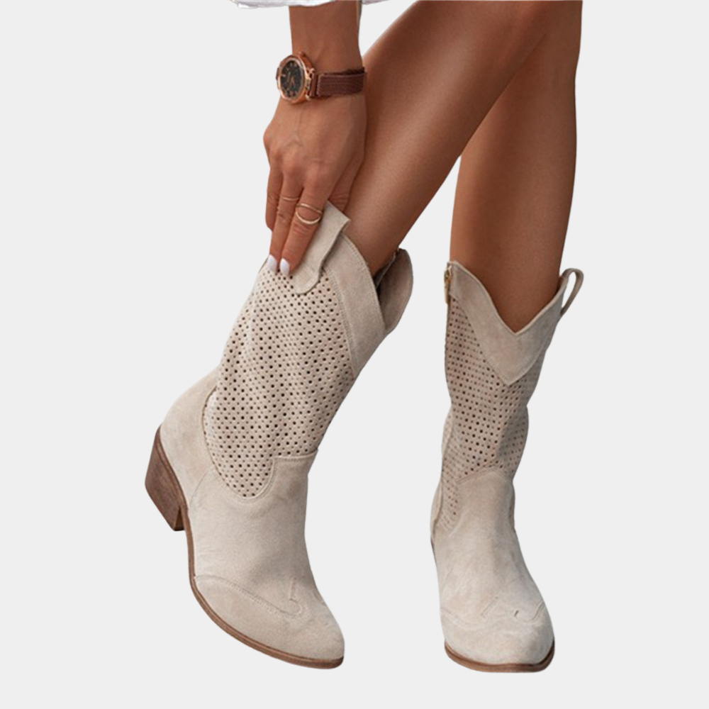 Alessandra Fontverde | White Orthopedic Cowboy Boots with Perforated Detail