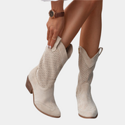 Alessandra Fontverde | White Orthopedic Cowboy Boots with Perforated Detail