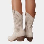 Alessandra Fontverde | White Orthopedic Cowboy Boots with Perforated Detail
