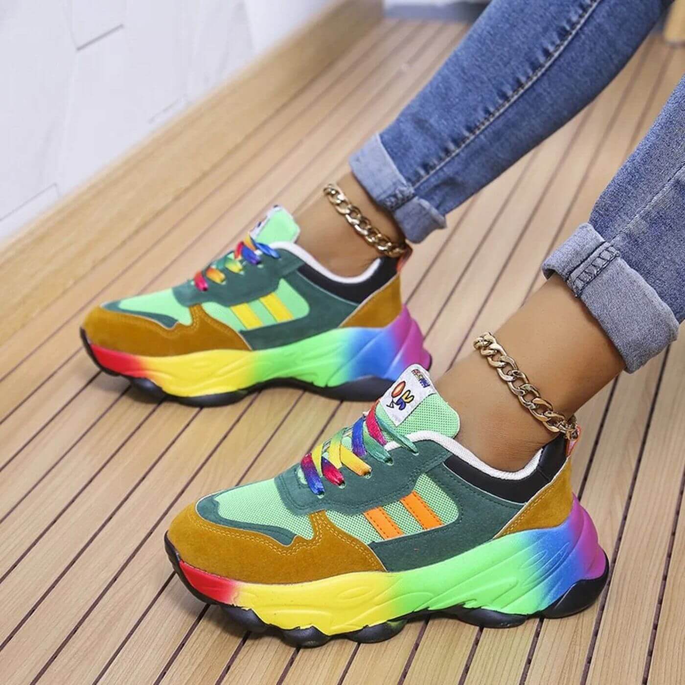 Violette Charpentier | Rainbow Platform Orthopedic Chunky Sneakers