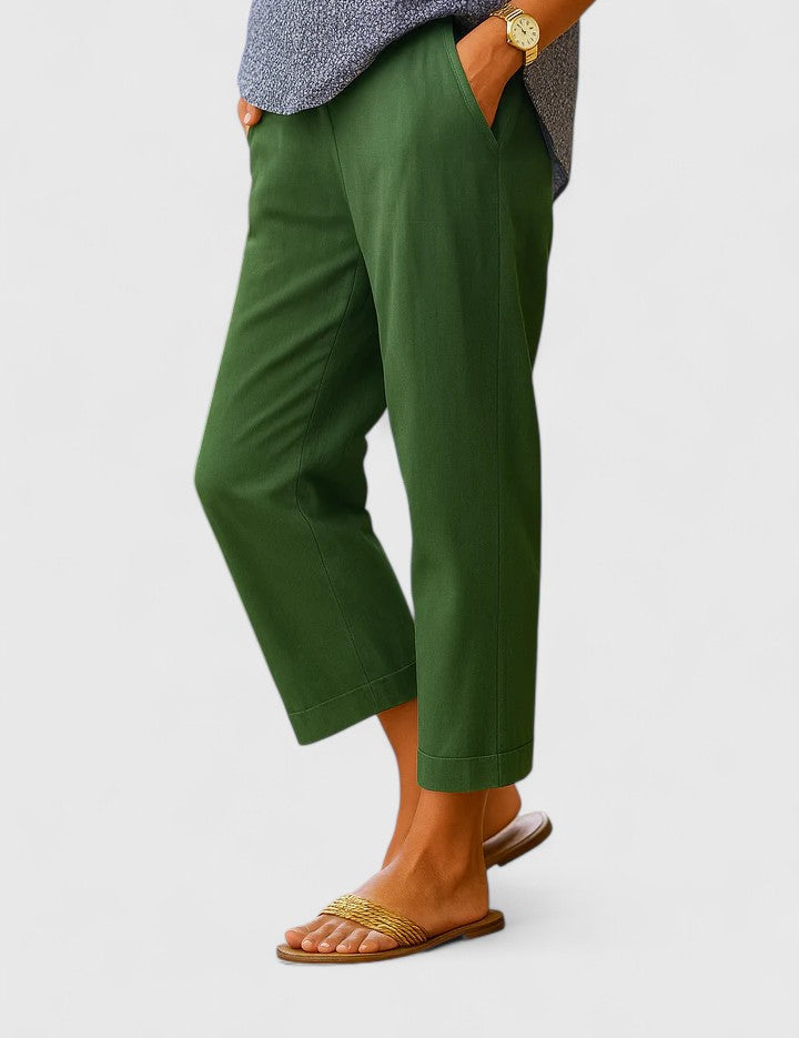 Giselle Fontmoreau | White Linen Cropped Trousers