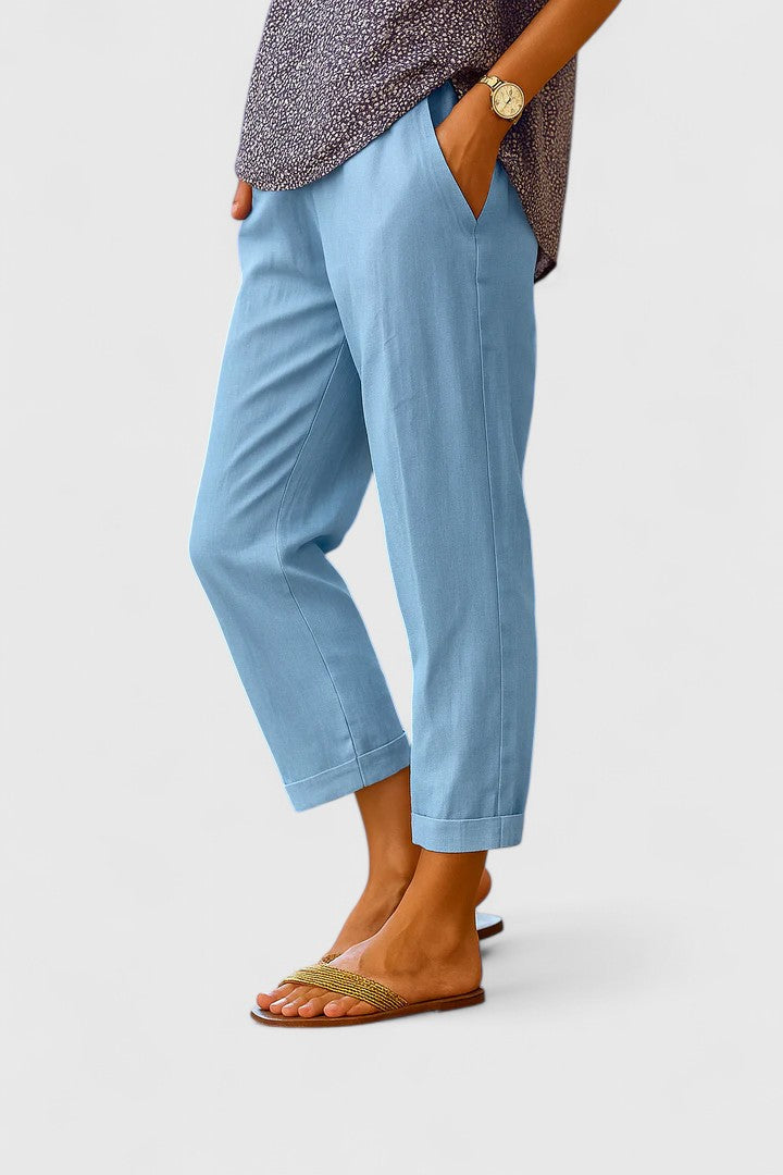 Giselle Fontmoreau | White Linen Cropped Trousers